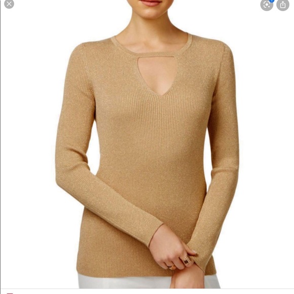 INC International Concepts Sweaters - INC Gold Knit V Neck Sweater Size L